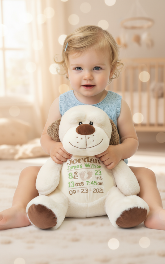 Birth Stats Dog Stuffed Animal- Size 16"