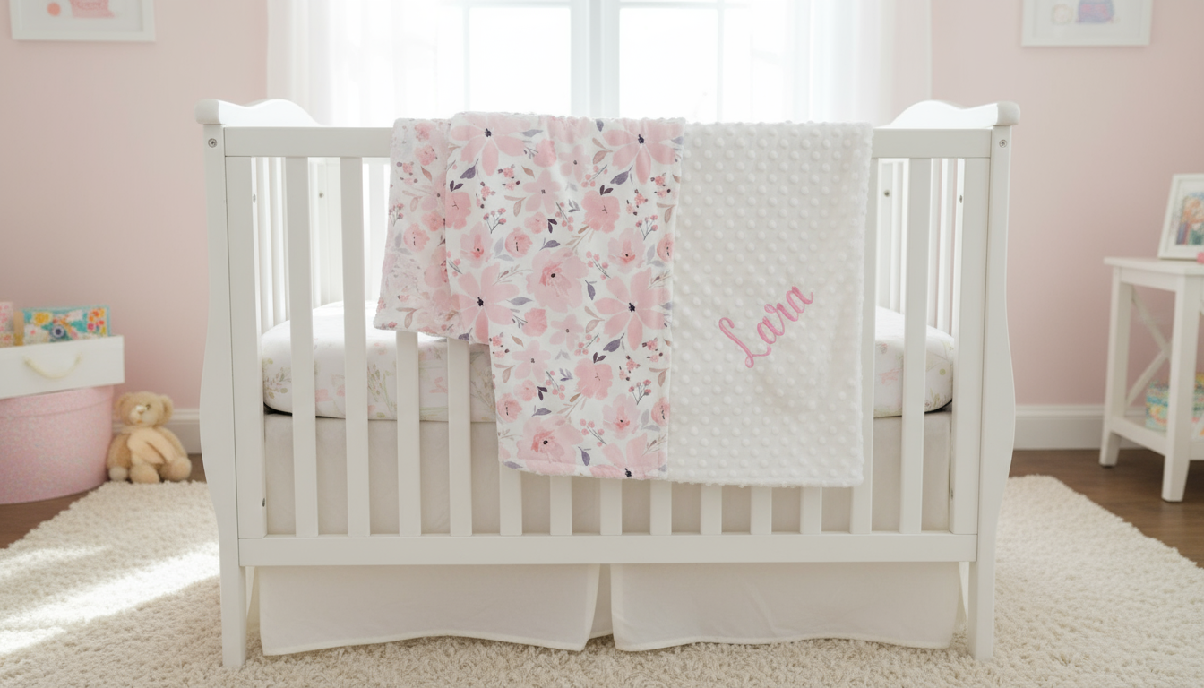 Watercolor Floral Minky blanket - Size 30" X 40"