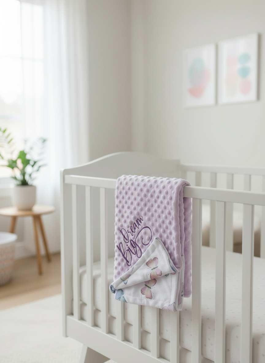 Personalized Butterfly Baby Blanket – Custom Name, Birth Stats, or “Dream Big” Design | Soft minky blanket, Baby Gift