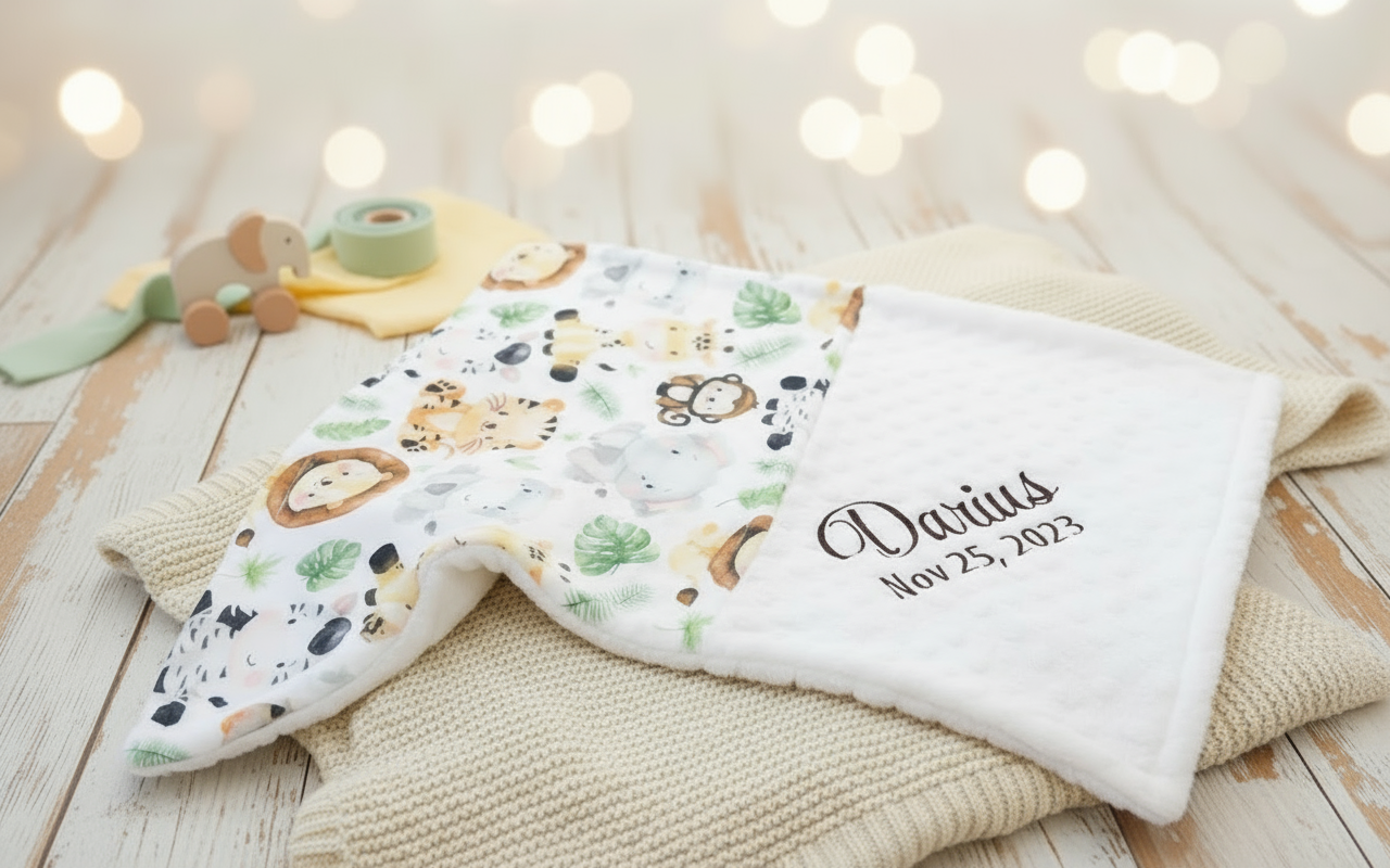 Safari Animal Minky Blanket - Size 30"X40"