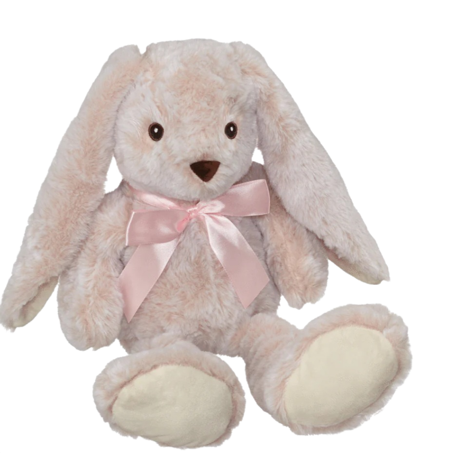 Personalized Embroidered Bunny Plush - Beige & Pink - 10" Custom Baby Gift