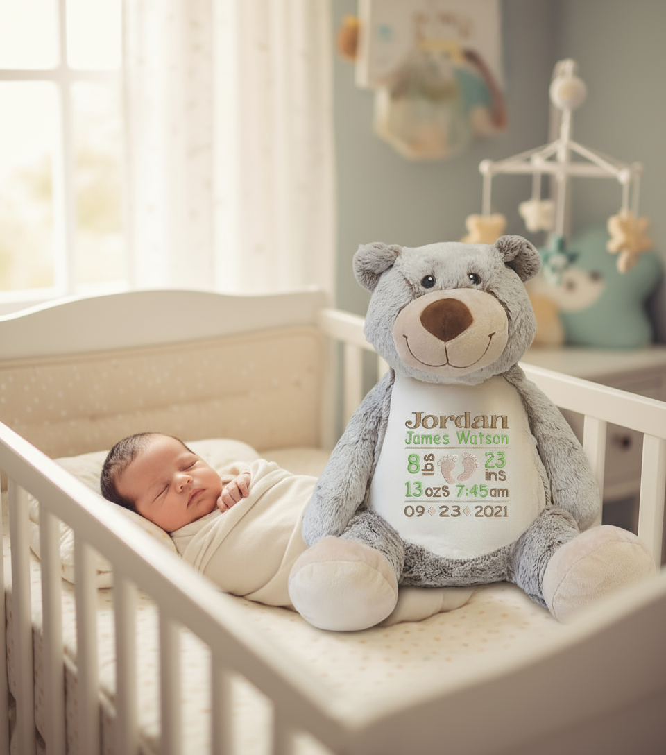 Birth Stats Bear - Size 16"