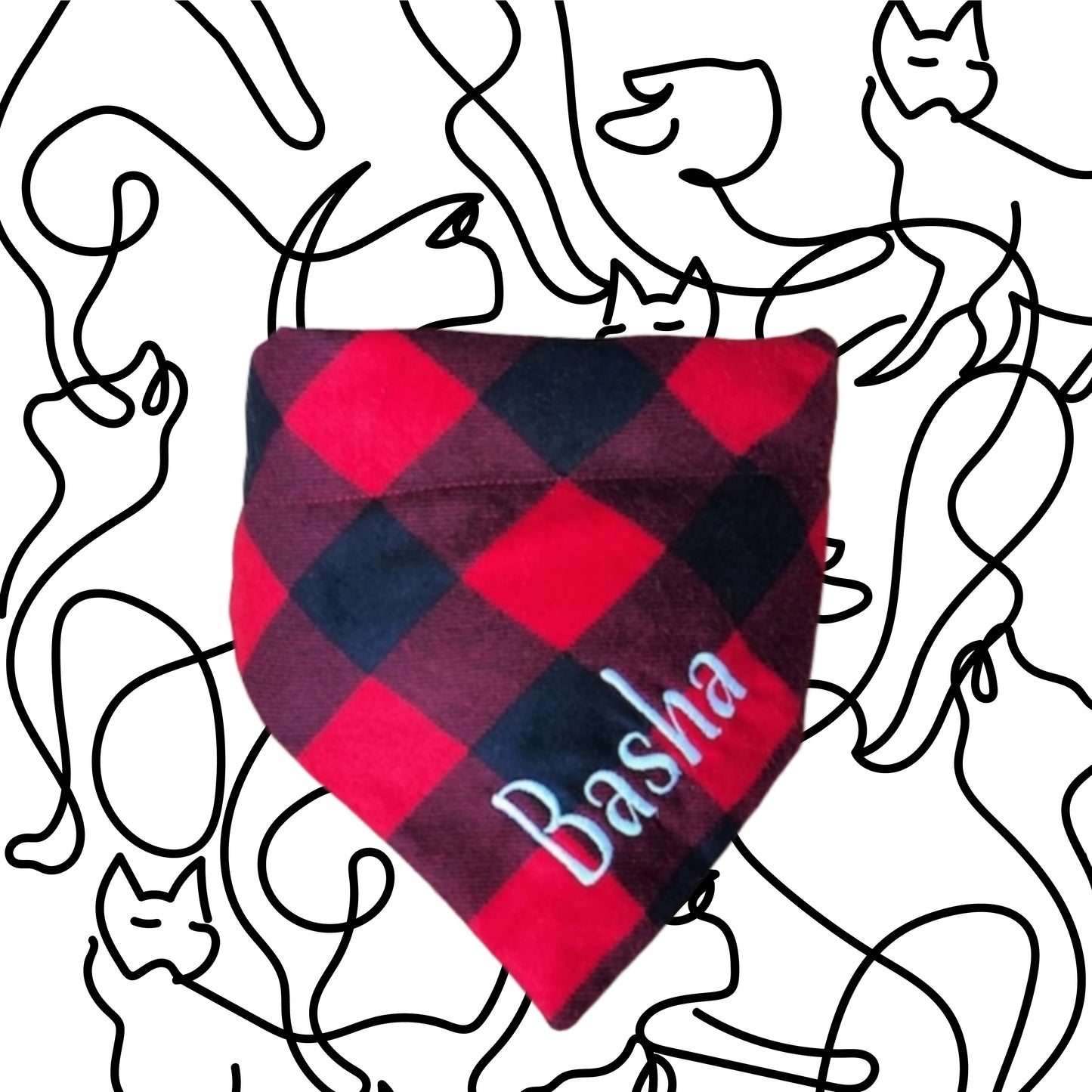 Personalized Pet Bandana - Over the collar and Snap on