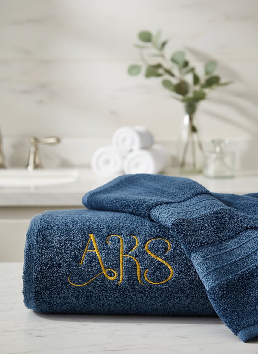 Personalized Towel Set – Custom Embroidered Bath, Hand & Wash Towels | Monogrammed Luxury Gift for Home, Wedding & Spa
