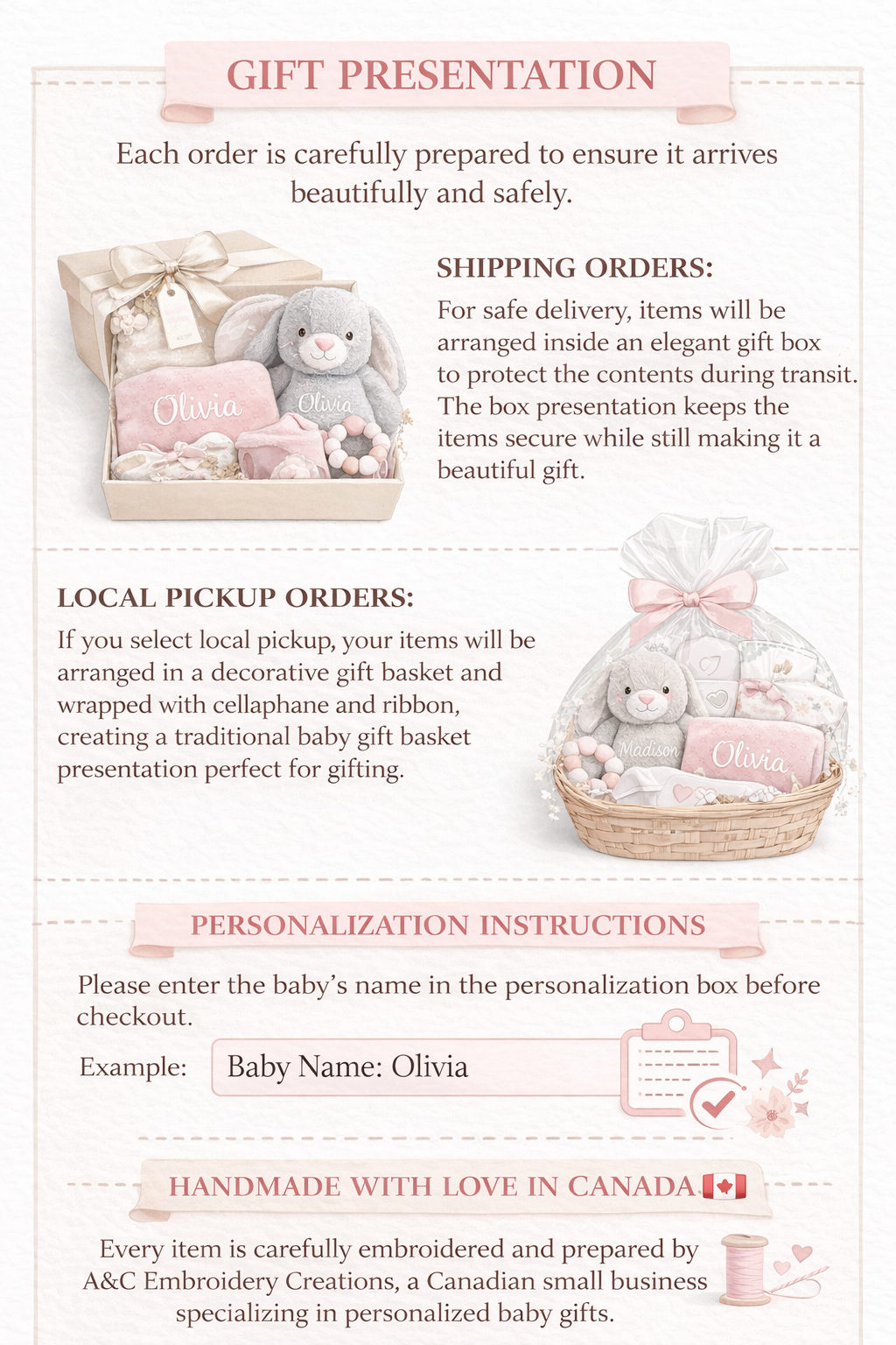 9 Piece Custom Baby Girl Gift Basket
