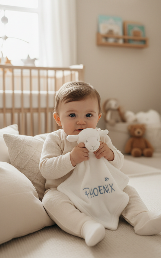 Personalized  Lamb Lovey - Security Blanket - 10"