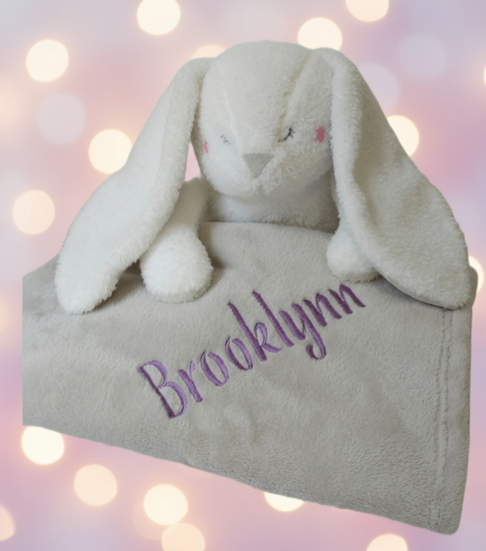 Bunny Buddy Hugger (Blanket Size 30"x40" with 10" stuffy)
