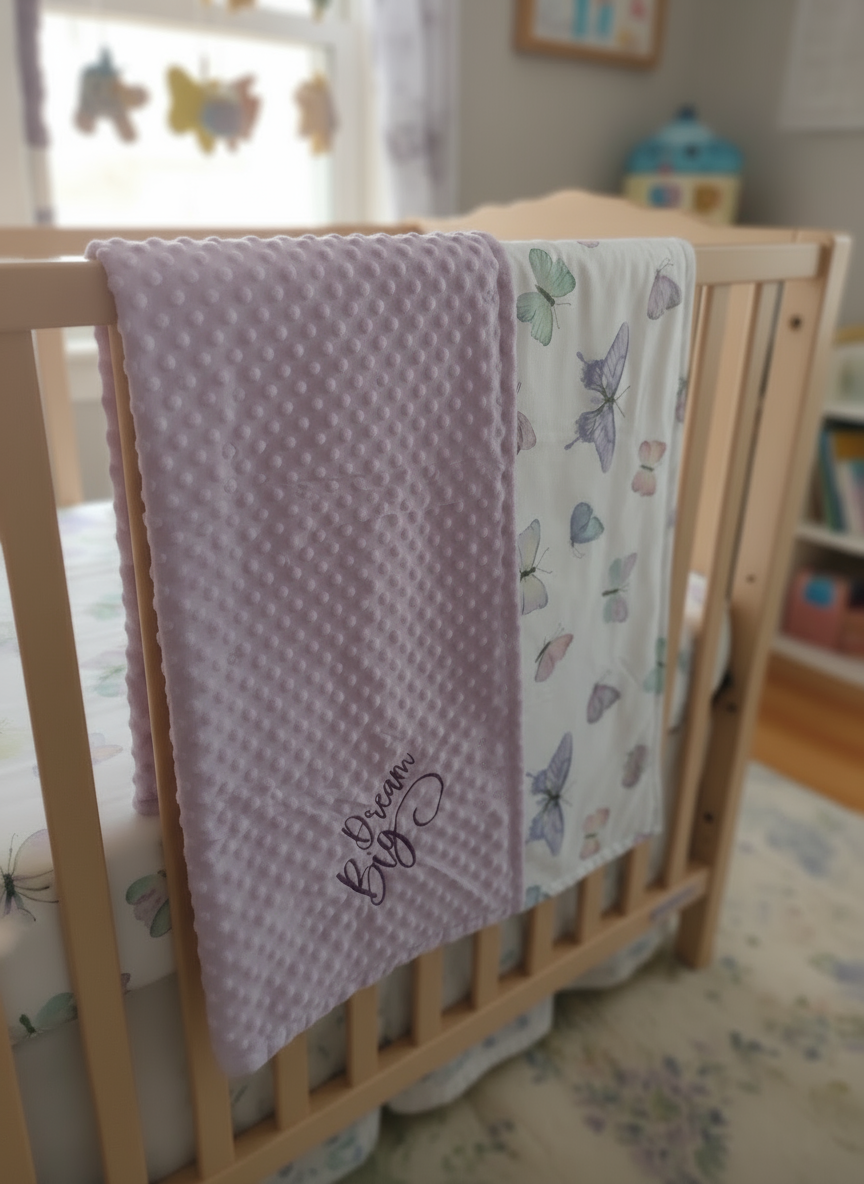 Personalized Butterfly Baby Blanket – Custom Name, Birth Stats, or “Dream Big” Design | Soft minky blanket, Baby Gift