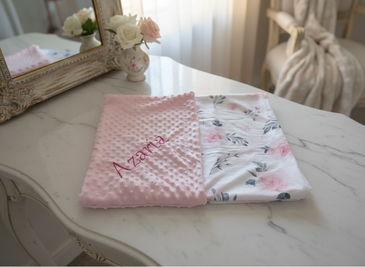 Pink Floral Blanket - Size 30"X40"