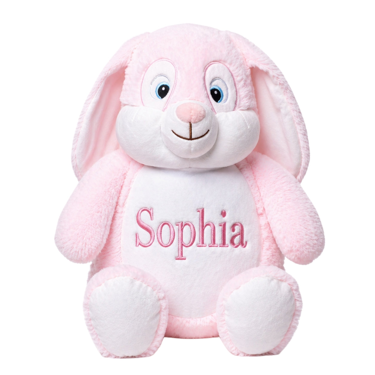 Personalized Pink Bunny Stuffed Animal – Custom Name or Birth Stats Embroidery