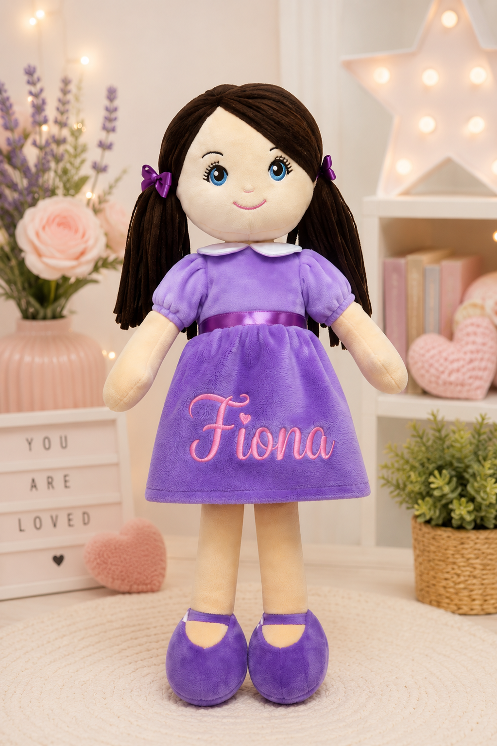 Personalized Rag Doll for Girls – Custom Embroidered Name Doll | 16”