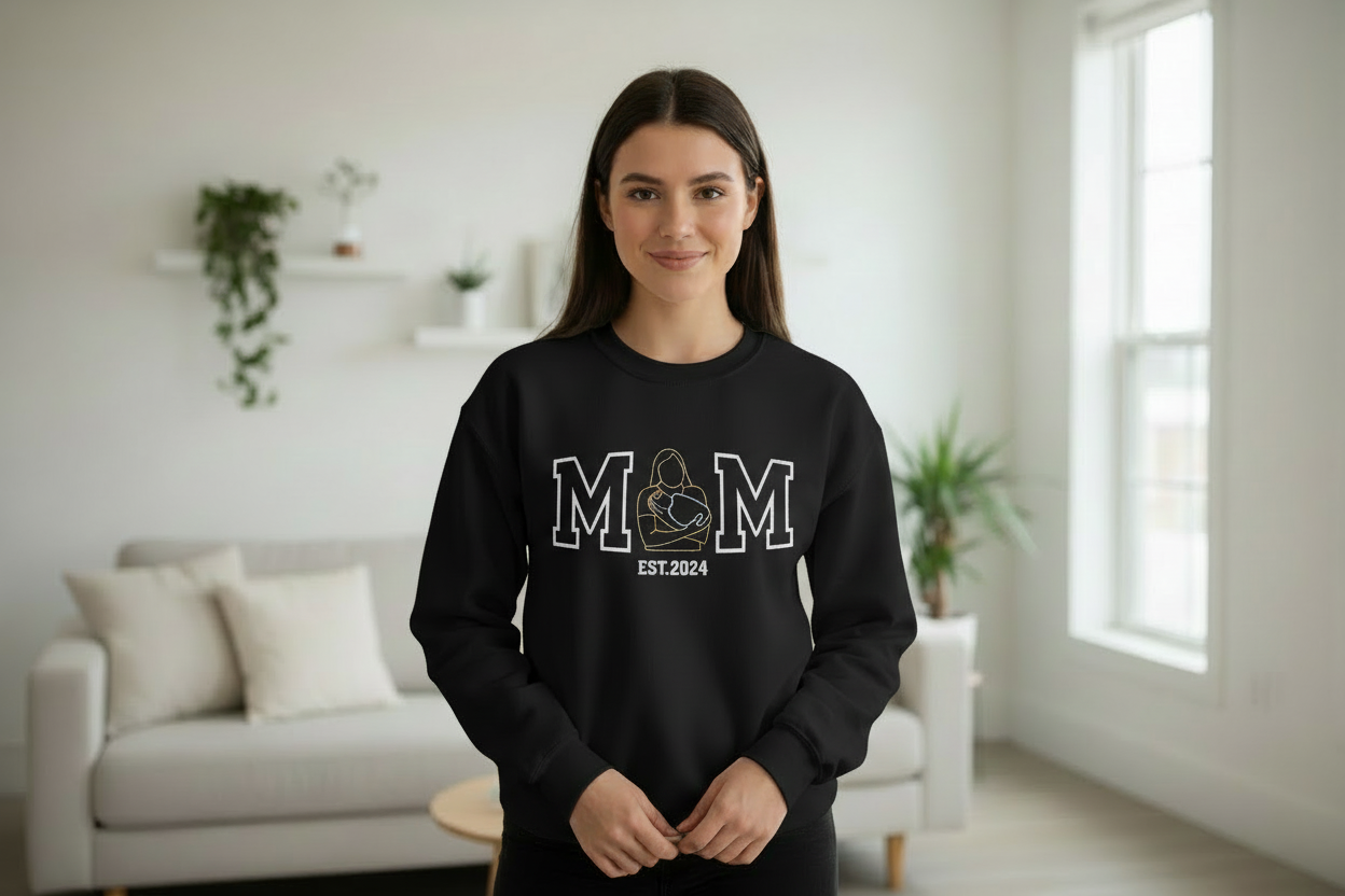 Personalized Photo Embroidery for Mom – Custom Outline or Fill Stitch Portrait