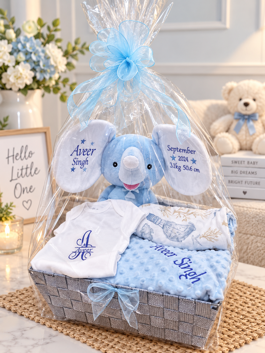 Personalized Baby Gift Basket | Custom Baby Shower Gift | Baby Boy, Baby Girl or Gender Neutral Gift Box