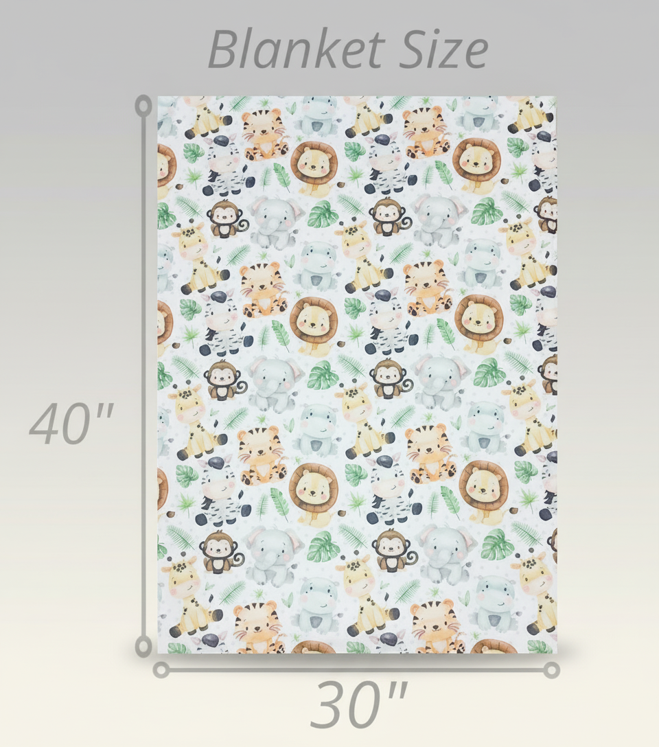 Safari Animal Minky Blanket - Size 30"X40"