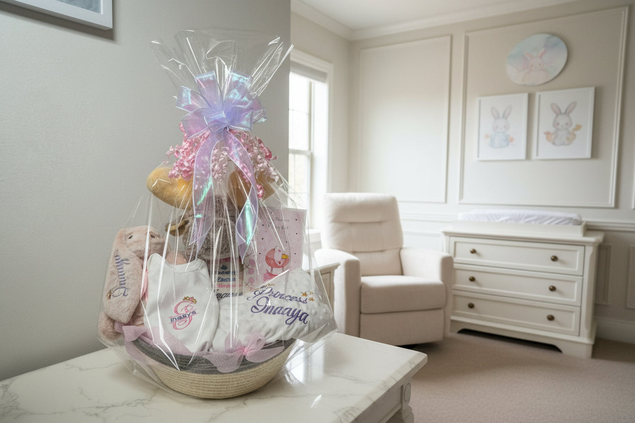 Personalized Baby Gift Basket | Custom Baby Shower Gift | Baby Boy, Baby Girl or Gender Neutral Gift Box