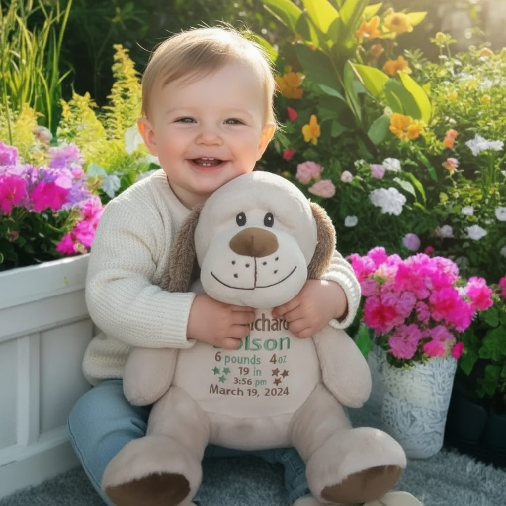 Birth Stats Dog Stuffed Animal- Size 16"