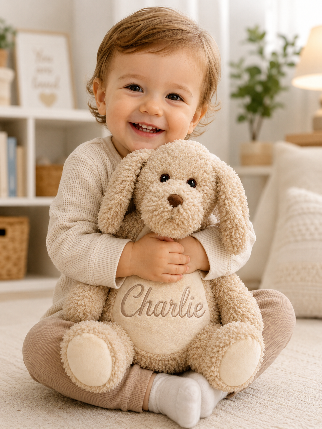 Personalized Dog Stuffed Animal – Custom Name or Birth Stats Plush | Baby Shower, Newborn & Keepsake Gift