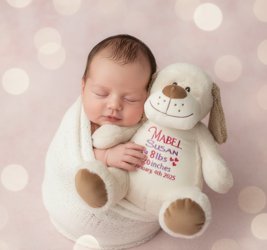 Birth Stats Dog Stuffed Animal- Size 16"