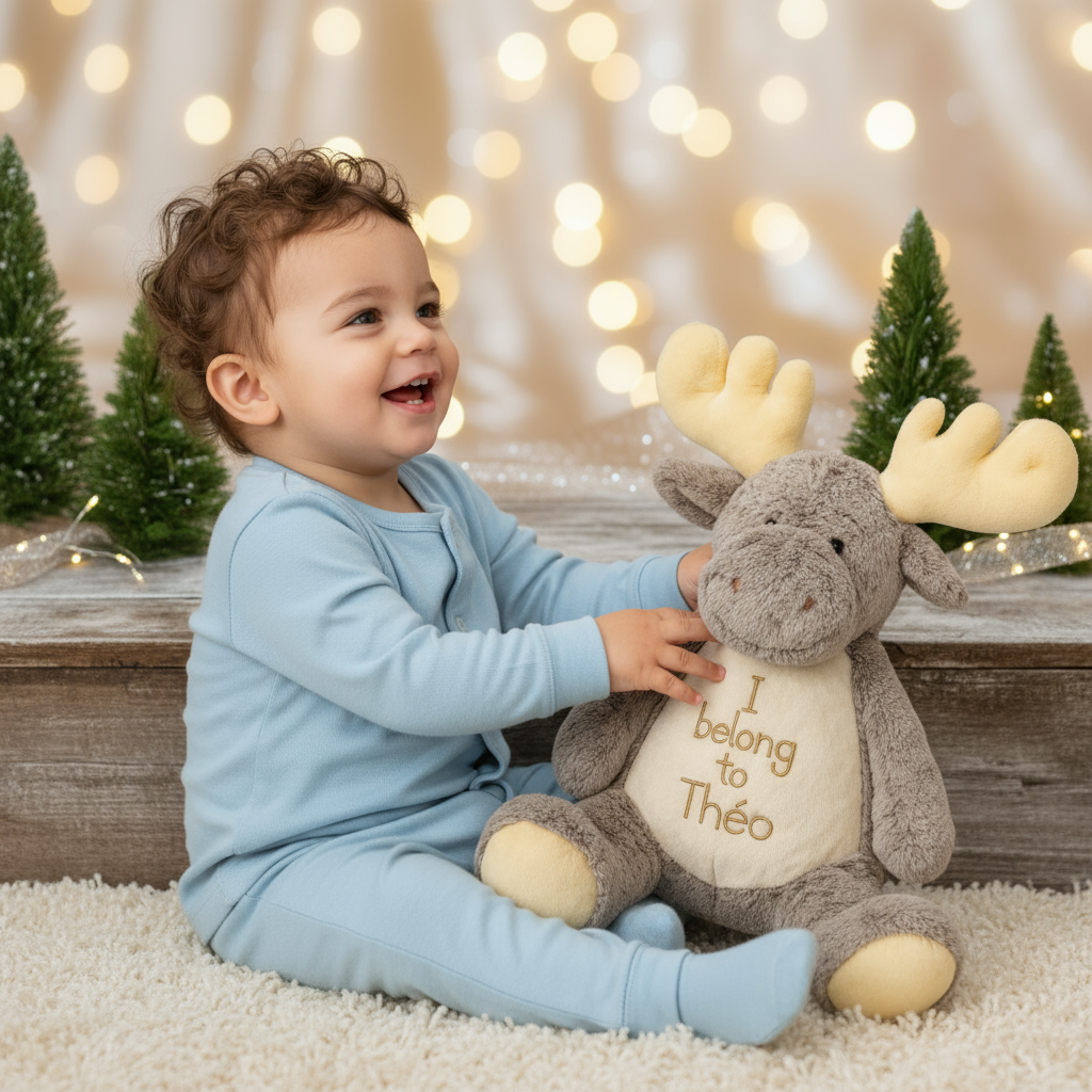 Custom “I Belong To” Moose Plush – Personalized Gift - Size 16"