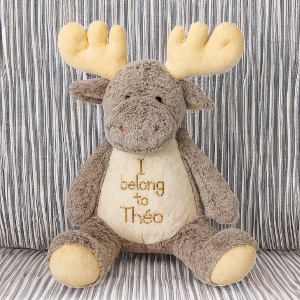 Custom “I Belong To” Moose Plush – Personalized Gift - Size 16"