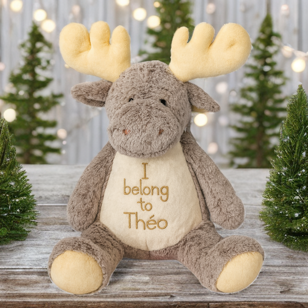 Custom “I Belong To” Moose Plush – Personalized Gift - Size 16"