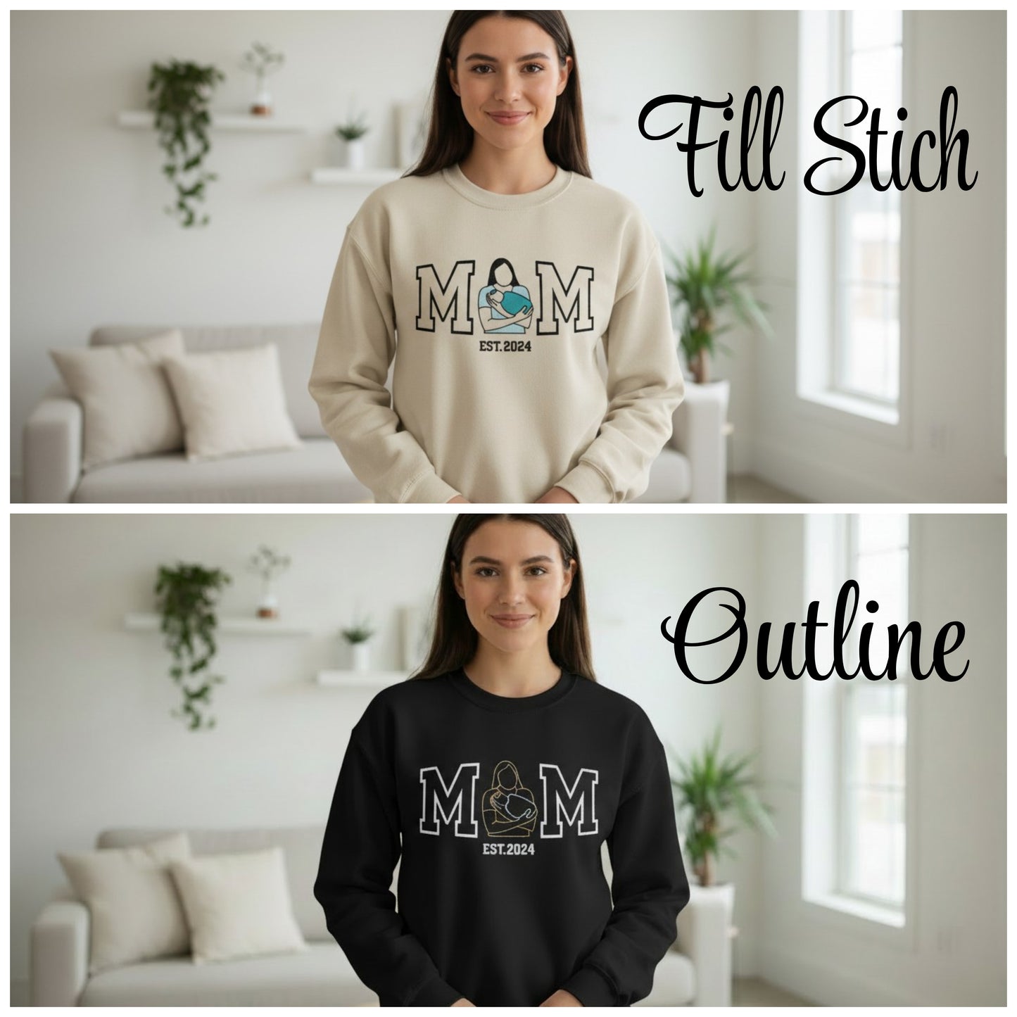 Personalized Photo Embroidery for Mom – Custom Outline or Fill Stitch Portrait