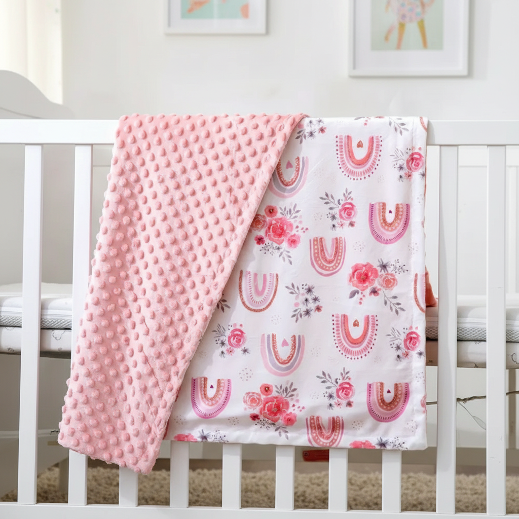 Peach Rainbow Floral Blanket - Size 30"X40"