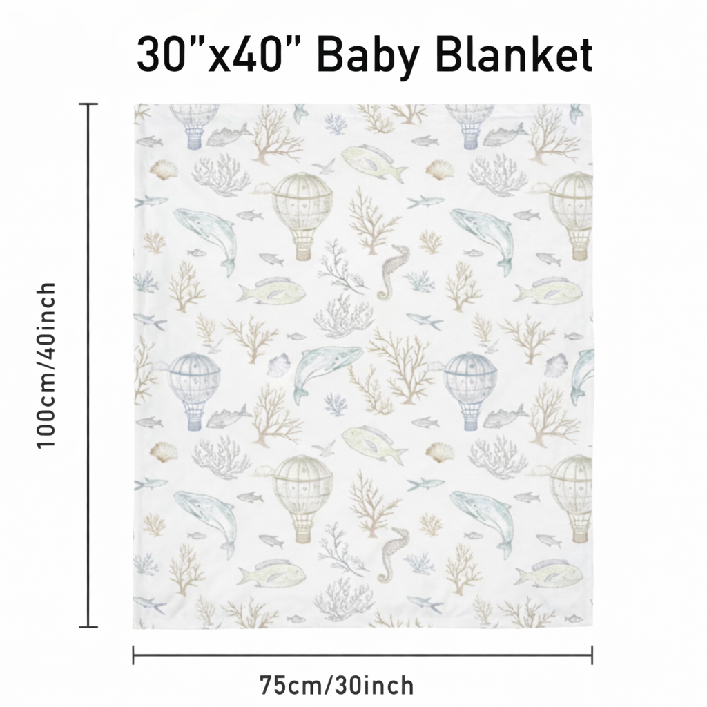 Personalized Baby Blanket with Name – Soft Ocean Theme Blanket | Custom Newborn Gift | Baby Boy Gift Canada