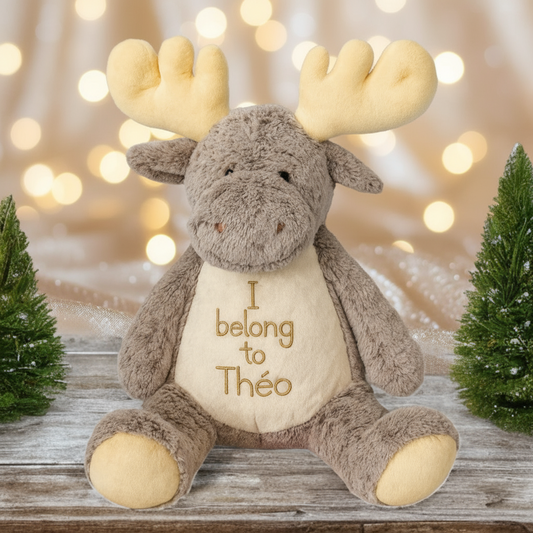 Custom “I Belong To” Moose Plush – Personalized Gift - Size 16"
