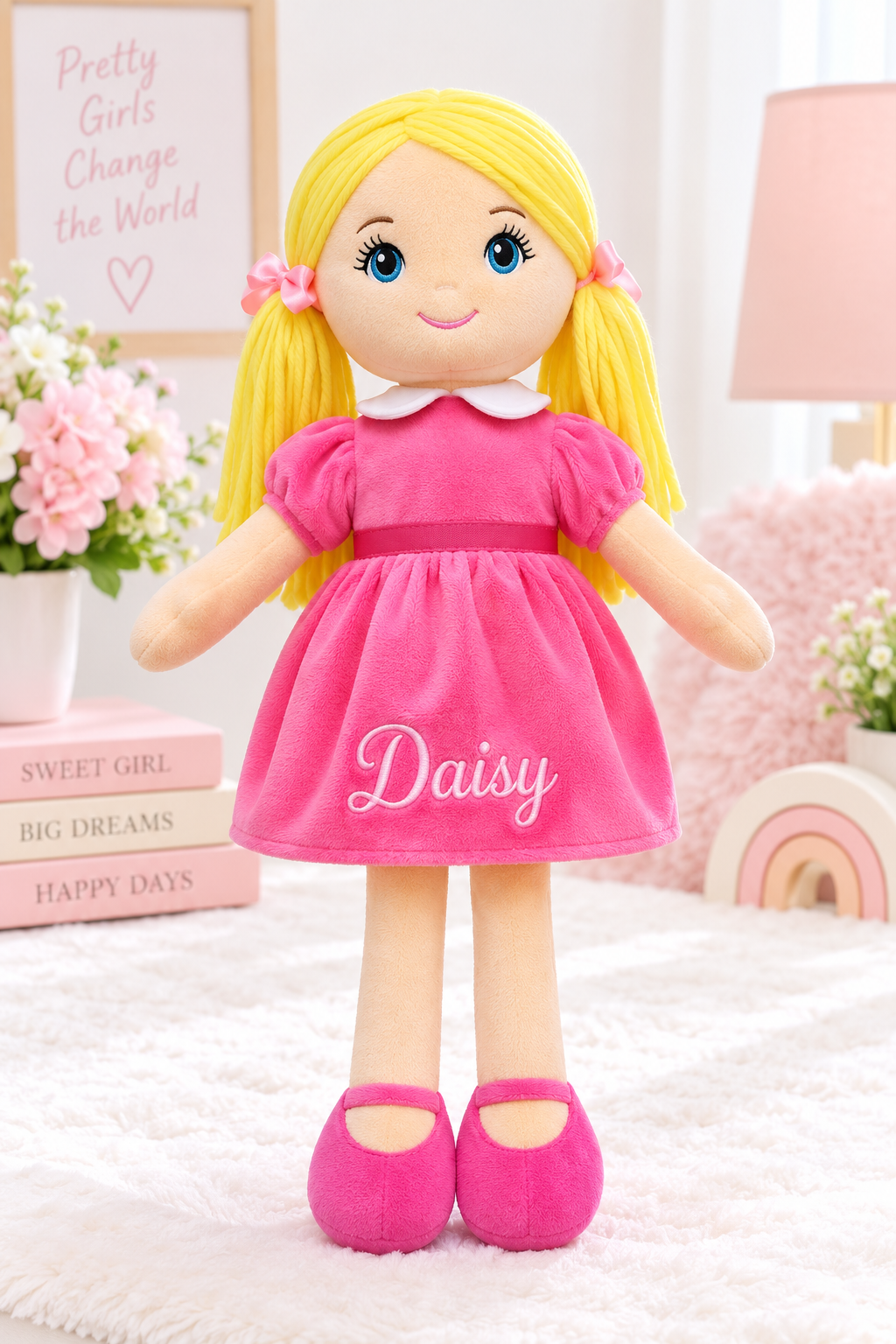 Personalized Rag Doll for Girls – Custom Embroidered Name Doll | 16”