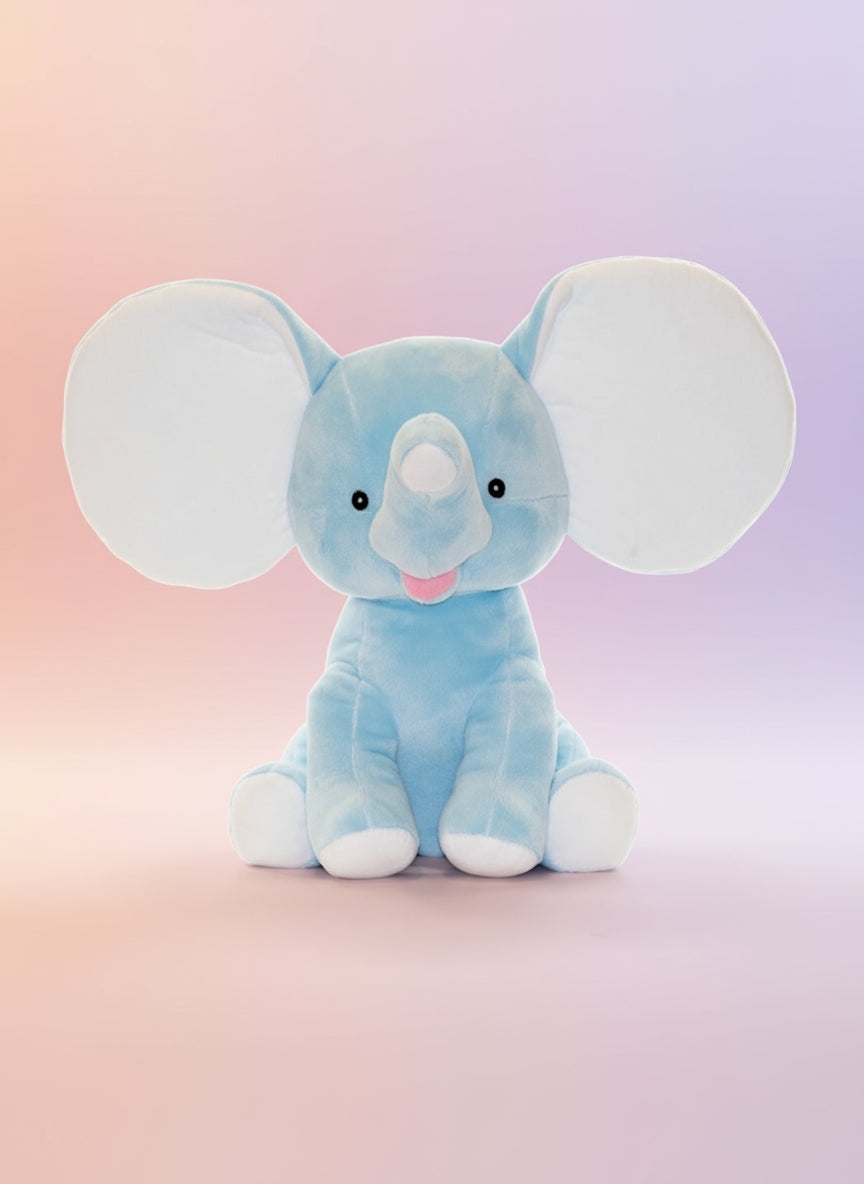 Personalized Blue Elephant with Birth Stats – Custom Embroidered Baby Boy Keepsake Gift