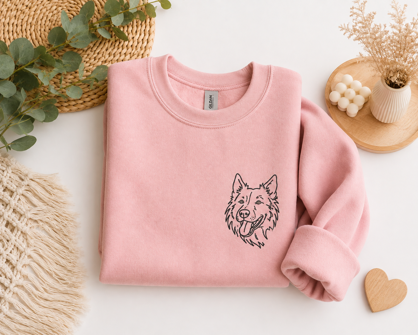 Personalized Pet Portrait Embroidered Sweatshirt | Custom Pet Outline