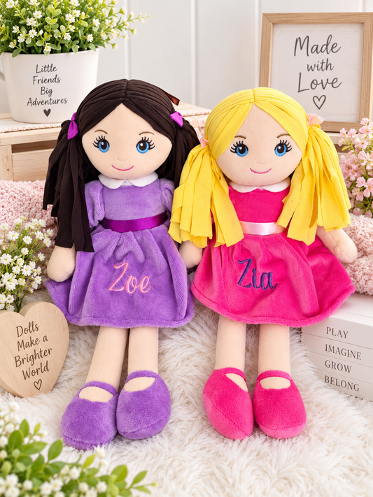Personalized or Non Personalized Rag Doll for Girls – Custom Embroidered Name Doll | 16”