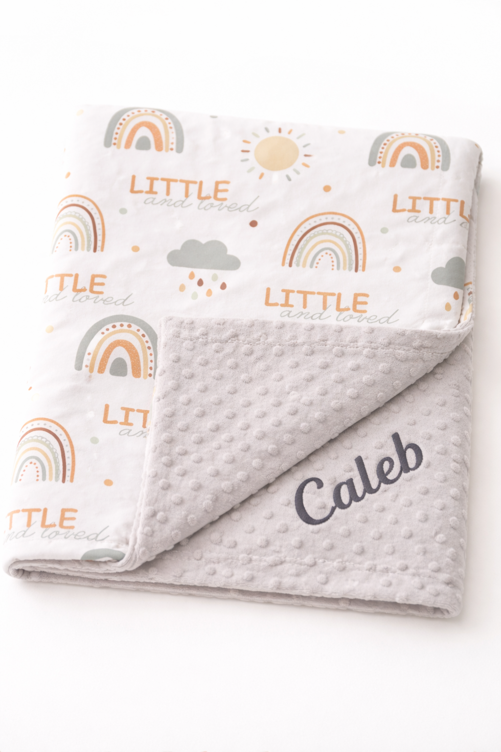 Personalized Baby Blanket with Name – Little & Loved Rainbow Theme | Gender Neutral Newborn Gift | Baby Gift Canada