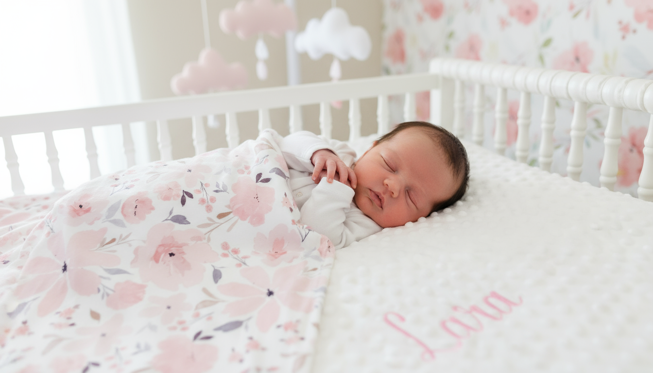 Watercolor Floral Minky blanket - Size 30" X 40"