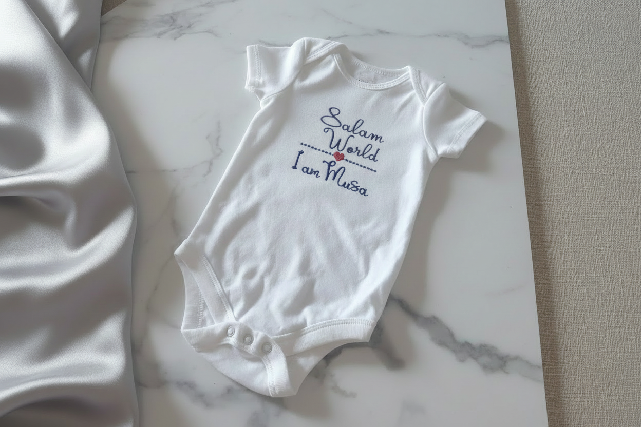 Personalized Baby Onesie | Custom Name & Date Embroidery