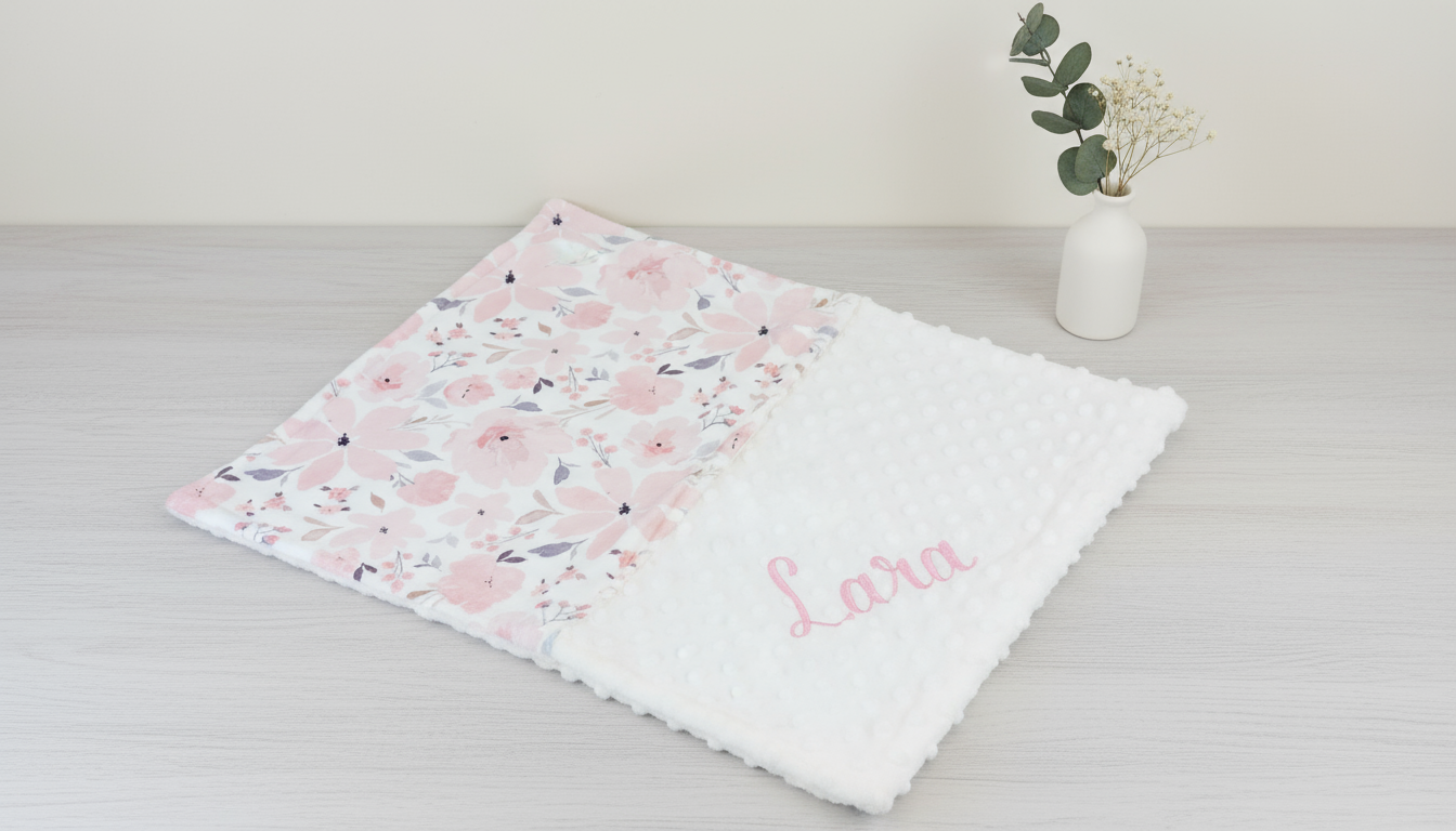 Watercolor Floral Minky blanket - Size 30" X 40"