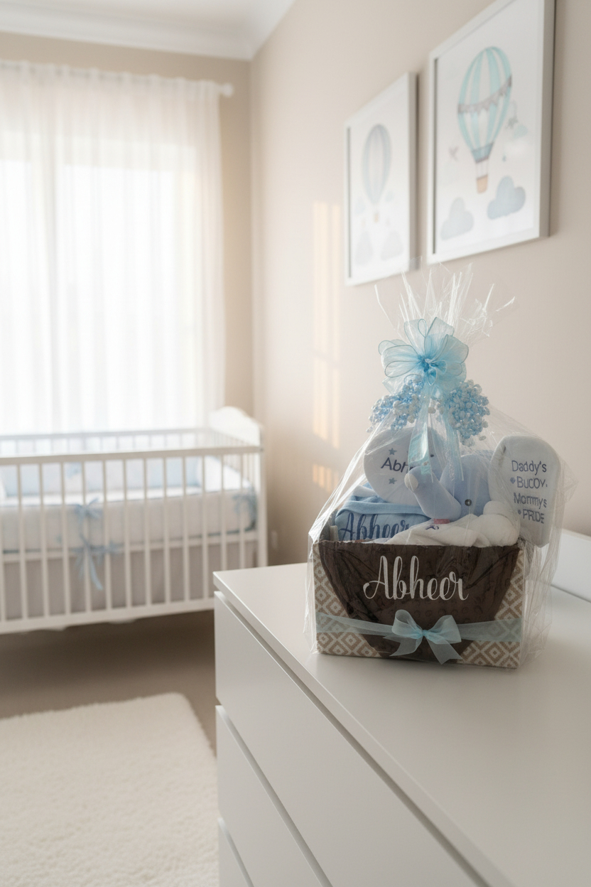 Personalized Baby Gift Basket | Custom Baby Shower Gift | Baby Boy, Baby Girl or Gender Neutral Gift Box