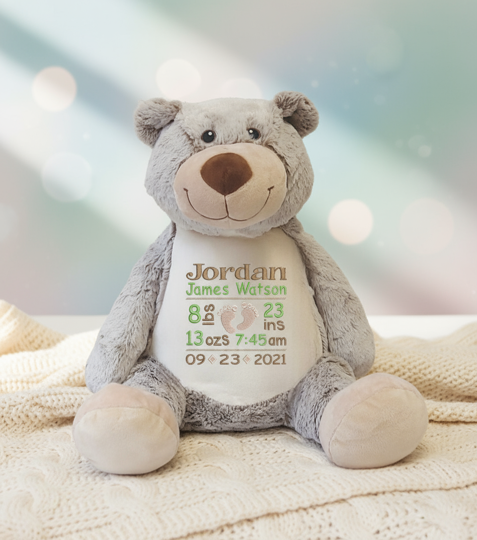 Birth Stats Bear - Size 16"