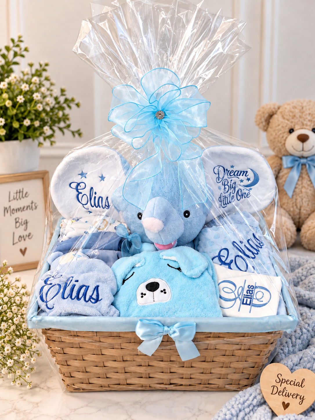 Personalized Baby Gift Basket | Custom Baby Shower Gift | Baby Boy, Baby Girl or Gender Neutral Gift Box