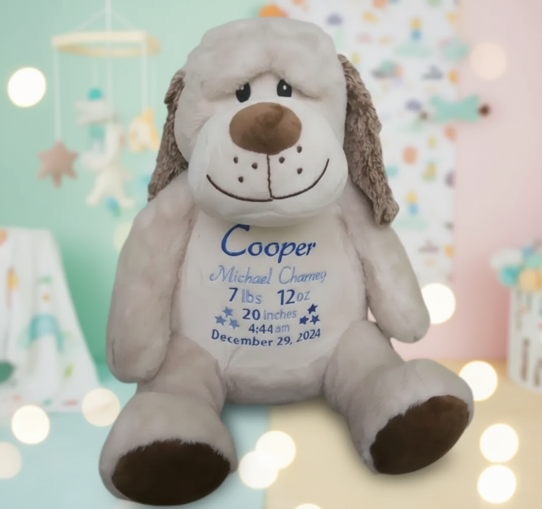 Birth Stats Dog Stuffed Animal- Size 16"