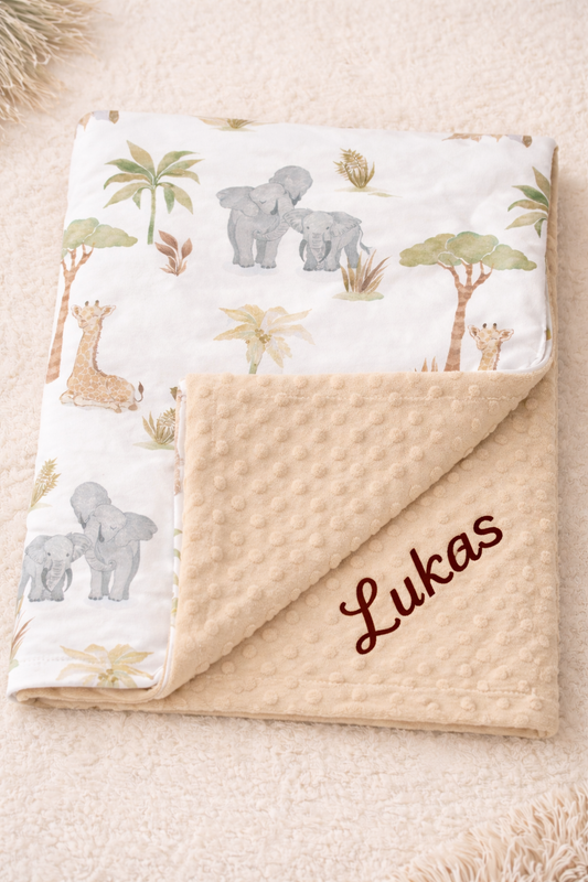 Personalized Baby Blanket with Name – Safari Jungle Theme | Custom Newborn Gift | Baby Gift Canada