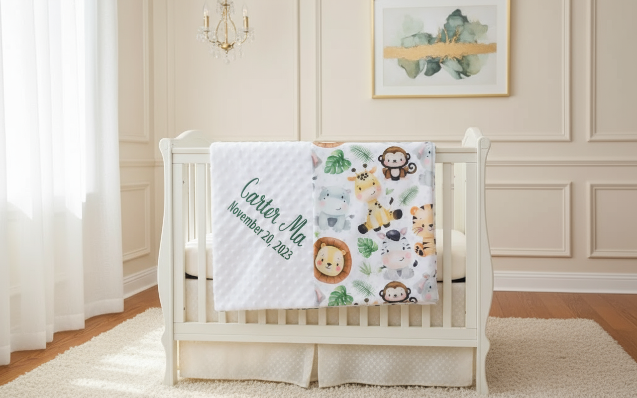 Safari Animal Minky Blanket - Size 30"X40"