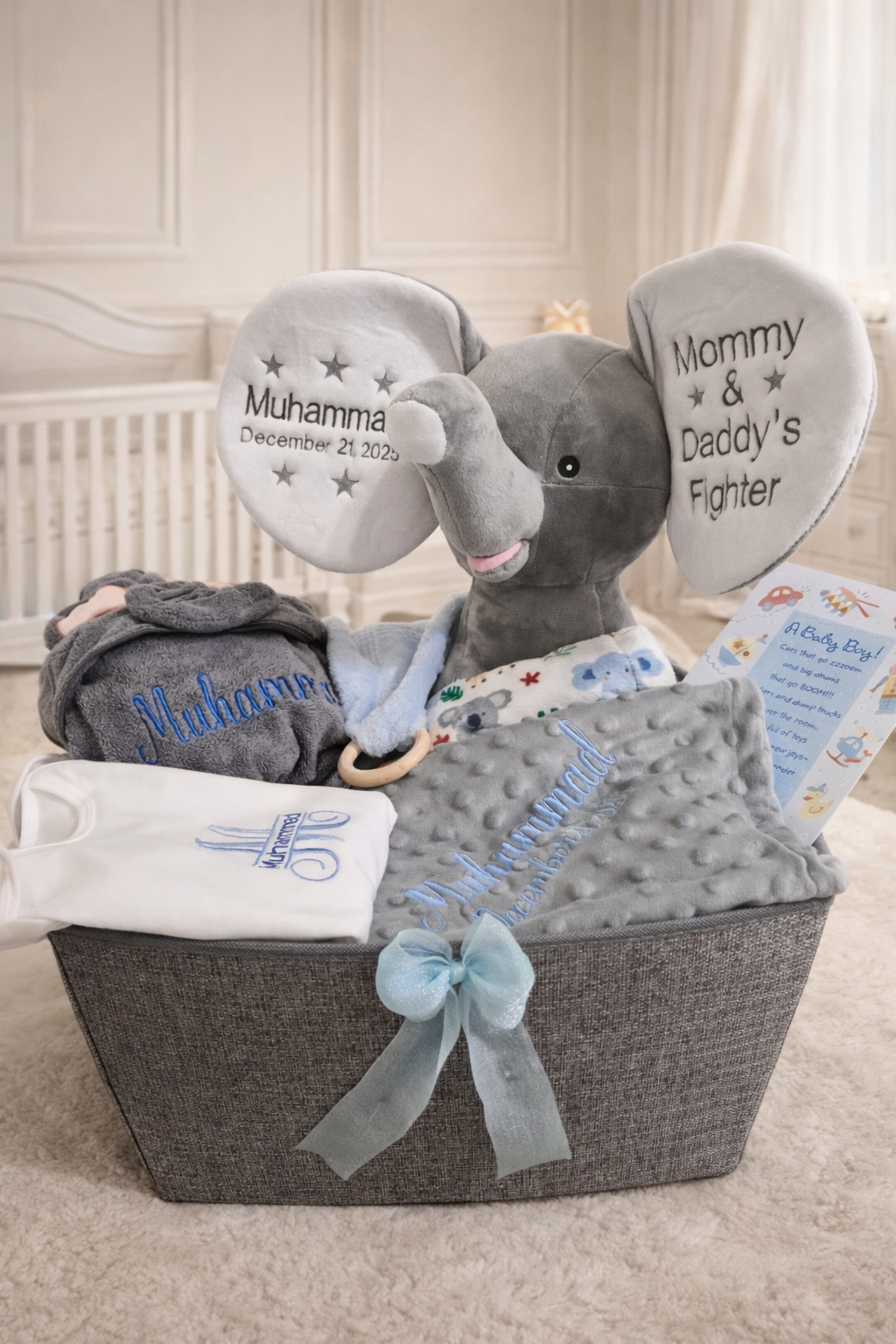 Personalized Baby Gift Basket | Custom Baby Shower Gift | Baby Boy, Baby Girl or Gender Neutral Gift Box