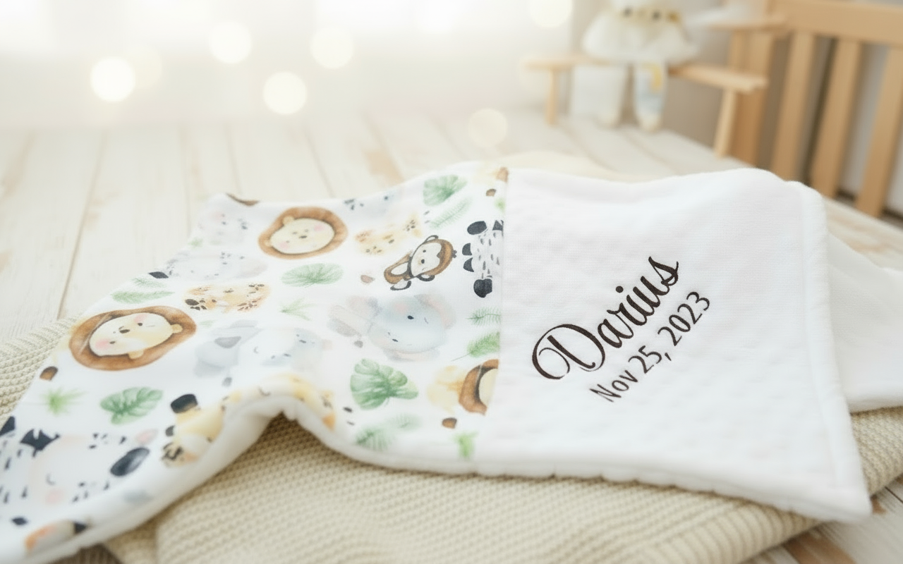 Safari Animal Minky Blanket - Size 30"X40"