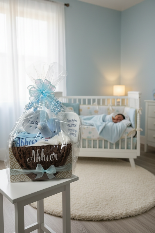Personalized Baby Gift Basket | Custom Baby Shower Gift | Baby Boy, Baby Girl or Gender Neutral Gift Box