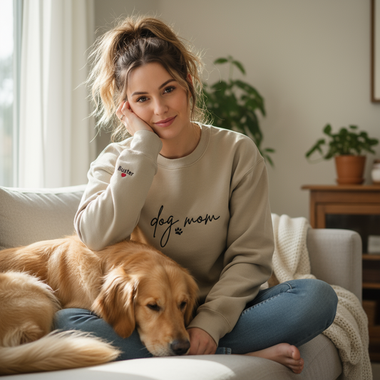 Dog Mom Embroidered Sweatshirts