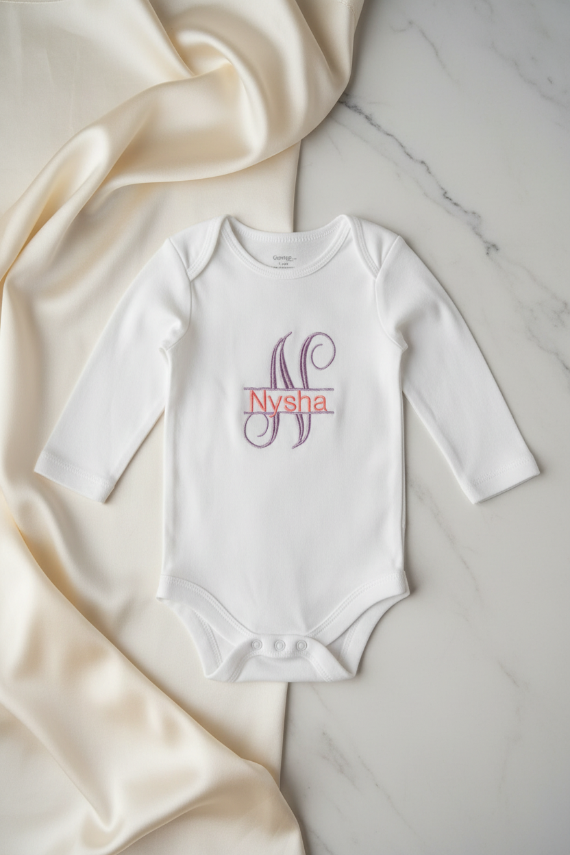 Personalized Baby Onesie | Custom Name & Date Embroidery