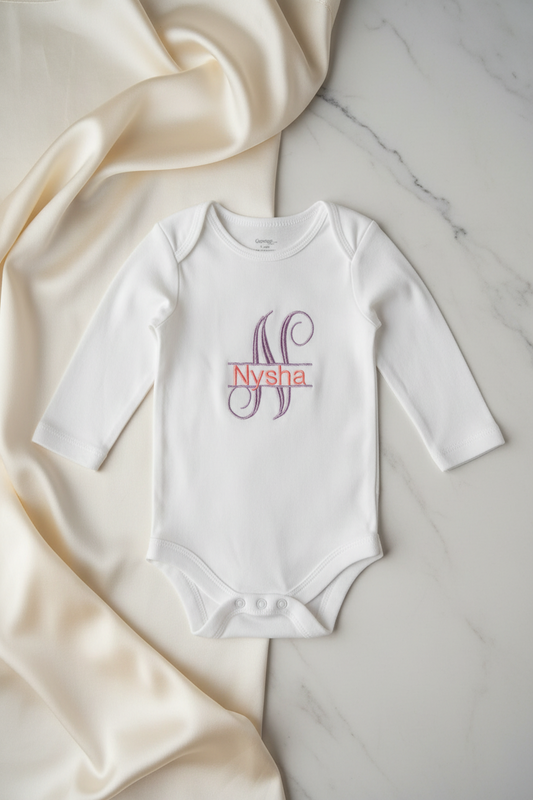 Personalized Baby Onesie | Custom Name & Date Embroidery
